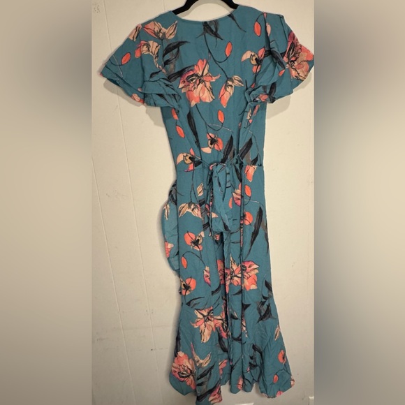 a new day Teal Floral Midi Dress with Pink Accents - Picture 5 of 5